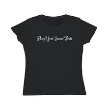 Load image into Gallery viewer, PLAY YOUR INNER FLUTE--Organic Women's Lover T-Shirt (Dark Colors)