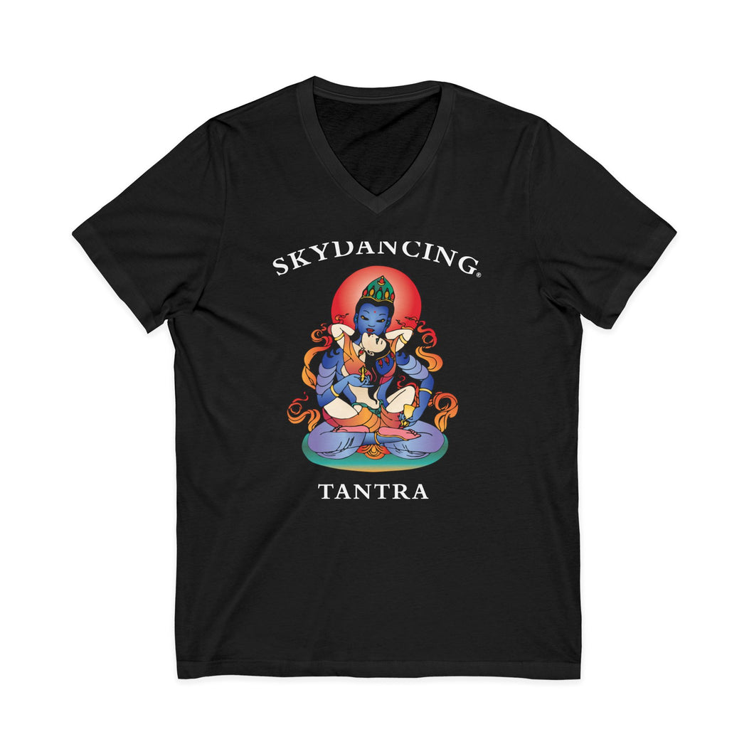 SkyDancing Tantra Unisex Jersey Short Sleeve V-Neck Tee (Dark Colors)